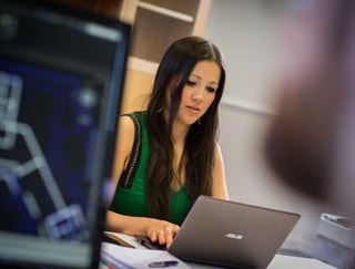 Female working on laptop